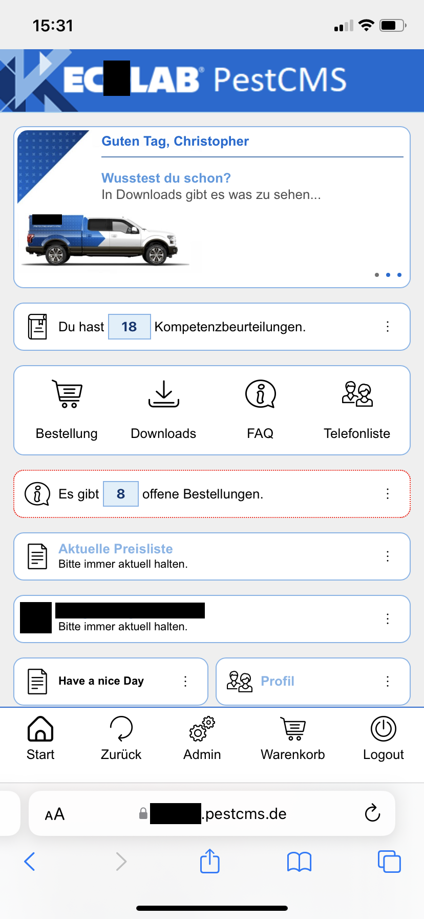 Ec*lab - Warenwirtschaft, Bestellung